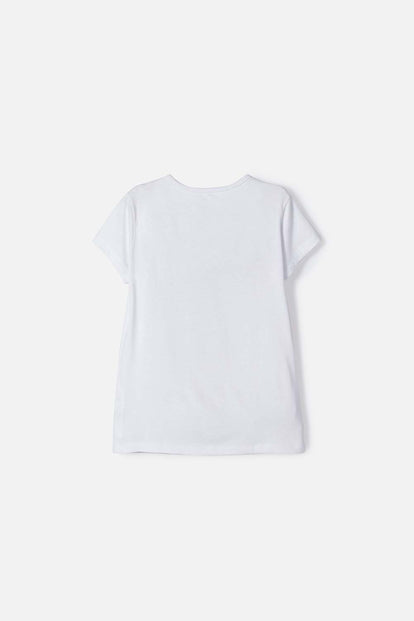 CAMISETA DE LA BARBIE ESTAMPADA BLANCA PARA NIÑA