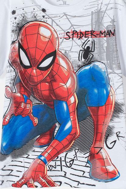 CAMISETA DE SPIDER-MAN MANGA CORTA BLANCA PARA NIÑO