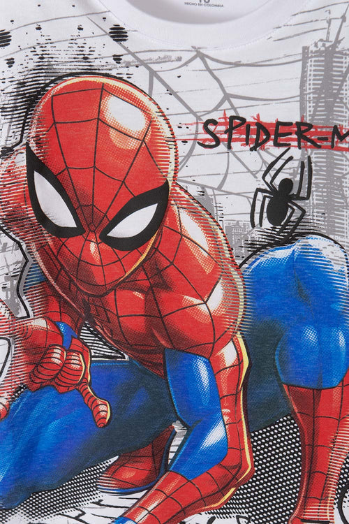 CAMISETA DE SPIDER-MAN MANGA CORTA BLANCA PARA NIÑO