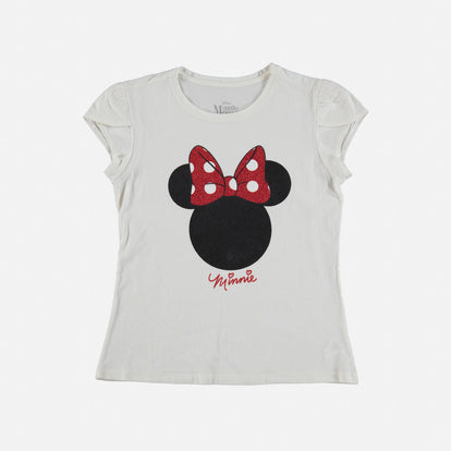 CAMISETA DE NIÑA, MANGA CORTA BLANCA DE MINNIE MOUSE ©DISNEY