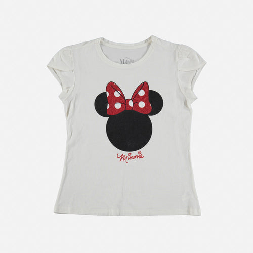 CAMISETA DE NIÑA, MANGA CORTA BLANCA DE MINNIE MOUSE ©DISNEY