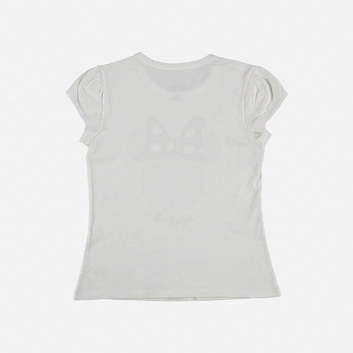 CAMISETA DE NIÑA, MANGA CORTA BLANCA DE MINNIE MOUSE ©DISNEY