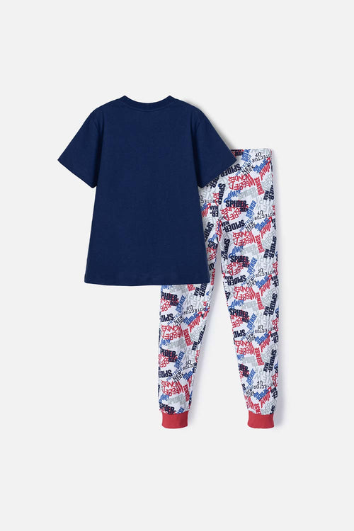 PIJAMA DE SPIDER-MAN PANTALÓN LARGO AZUL, ROJO Y GRIS PARA NIÑO