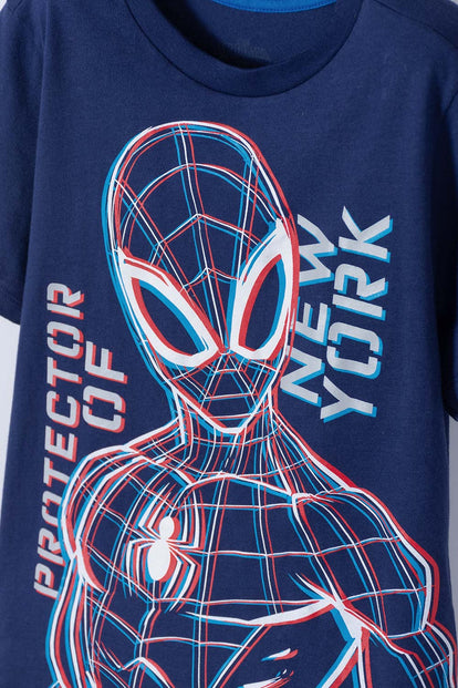 PIJAMA DE SPIDER-MAN PANTALÓN LARGO AZUL, ROJO Y GRIS PARA NIÑO