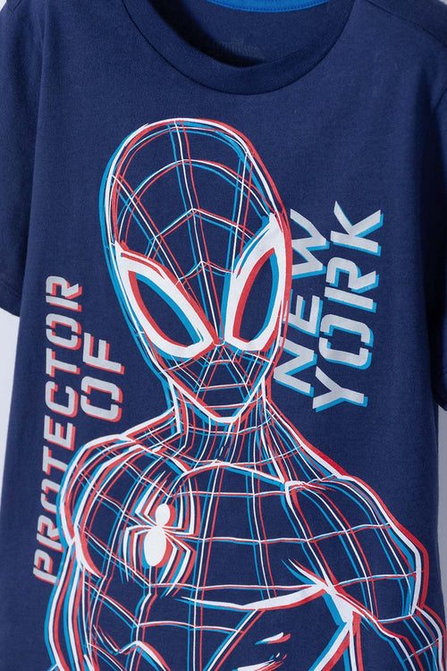 PIJAMA DE SPIDER-MAN PANTALÓN LARGO AZUL, ROJO Y GRIS PARA NIÑO