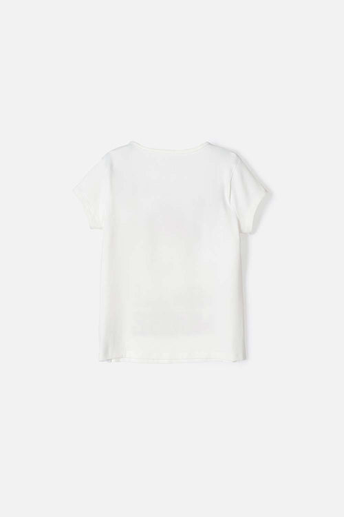 CAMISETA DE MINNIE MOUSE MANGA CORTA MARFIL PARA NIÑA
