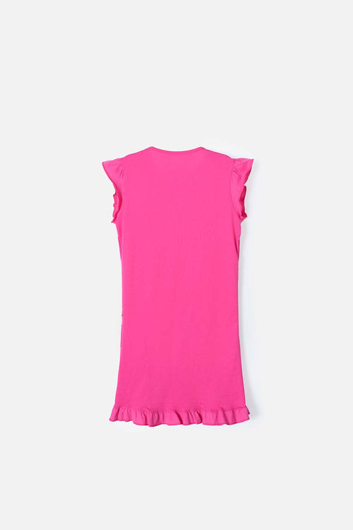 PIJAMA TIPO BATOLA DE BARBIE MANGA SISA FUCSIA PARA NIÑA