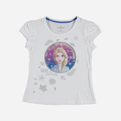 CAMISETA DE NIÑA, MANGA CORTA BLANCA DE FROZEN ©DISNEY