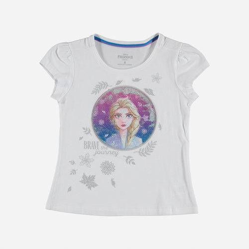 CAMISETA DE NIÑA, MANGA CORTA BLANCA DE FROZEN ©DISNEY
