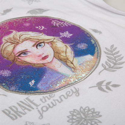 CAMISETA DE NIÑA, MANGA CORTA BLANCA DE FROZEN ©DISNEY