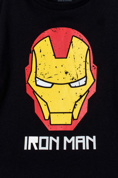 CAMISETA DE IRON MAN MANGA CORTA NEGRA PARA NIÑO
