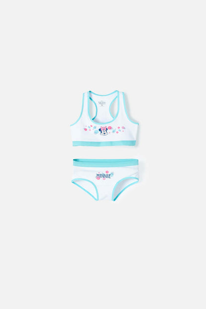 PANTY Y TOP DE MINNIE BLANCO Y AZUL PARA NIÑA