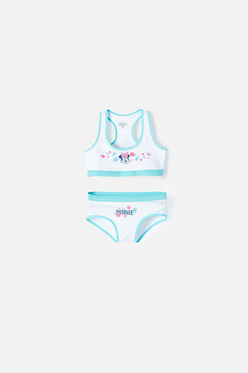 PANTY Y TOP DE MINNIE BLANCO Y AZUL PARA NIÑA