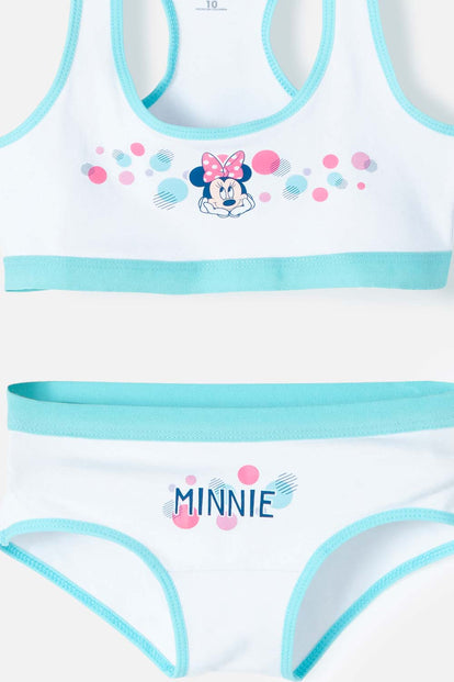 PANTY Y TOP DE MINNIE BLANCO Y AZUL PARA NIÑA