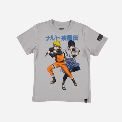 CAMISETA DE NARUTO MANGA CORTA GRIS PARA TEEN NIÑO