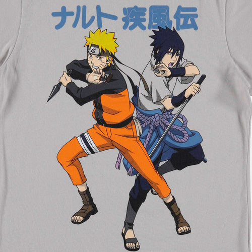 CAMISETA DE NARUTO MANGA CORTA GRIS PARA TEEN NIÑO