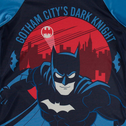 CONJUNTO DE BAÑO DE BATMAN MANGA LARGA AZUL Y ROJO PARA NIÑO