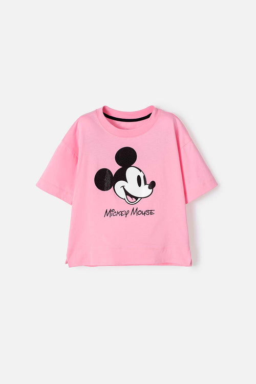 MICKEY MOUSE PINK SHORT SLEEVE T-SHIRT FOR GIRL