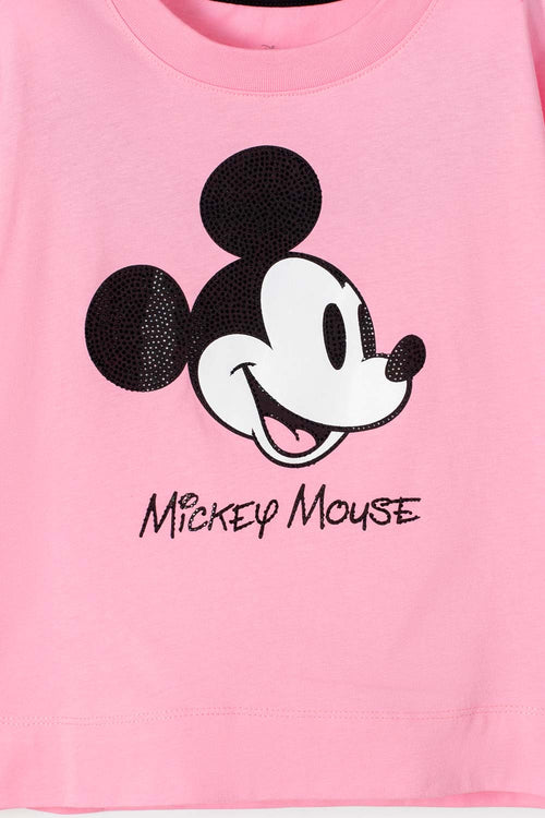 MICKEY MOUSE PINK SHORT SLEEVE T-SHIRT FOR GIRL