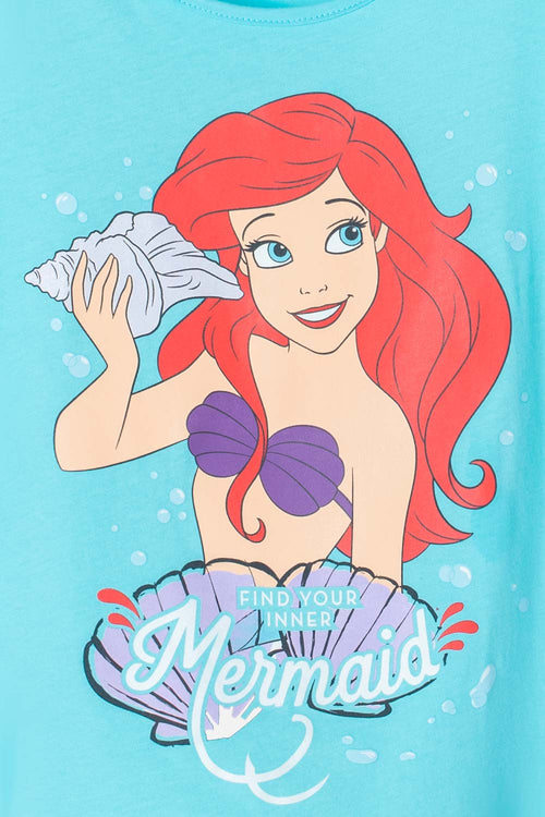 GIRL'S BLUE THE LITTLE MERMAID PRINTED T-SHIRT