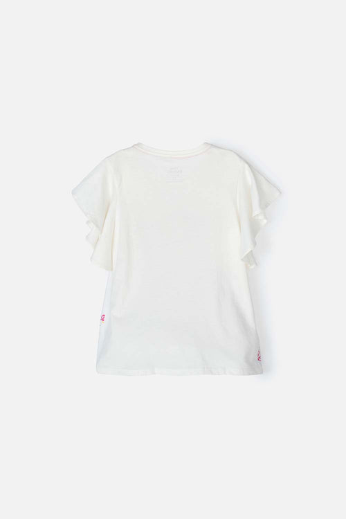 CAMISETA DE ENCANTO MANGO CORTA MARFIL PARA NIÑA