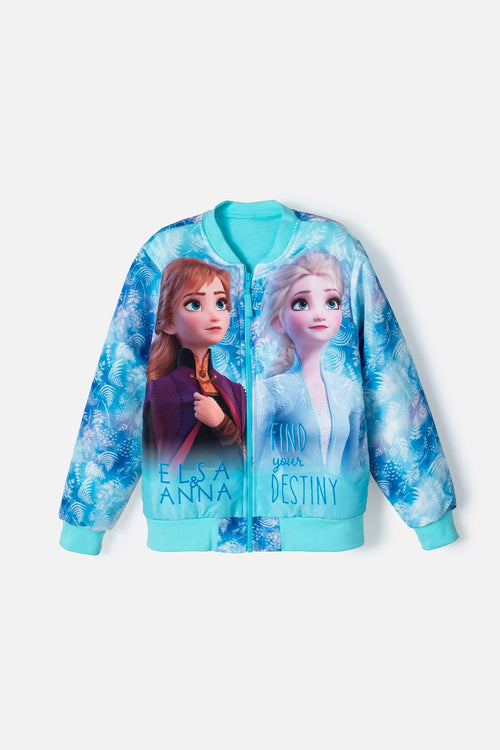 CHAQUETA DE FROZEN CON CAPUCHA AZUL PARA NIÑA