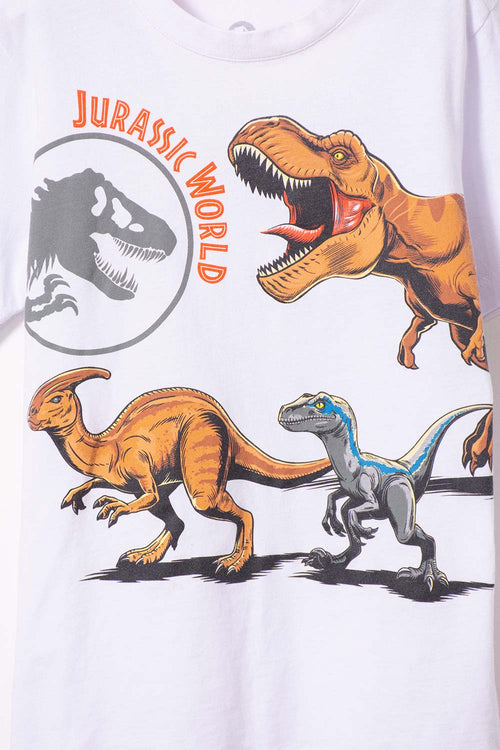 CAMISETA DE NIÑO, MANGA CORTA BLANCA DE JURASSIC WORLD