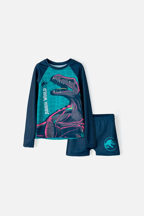 BOYS' JURASSIC WORLD TURQUOISE LONG SLEEVE SWIM SET