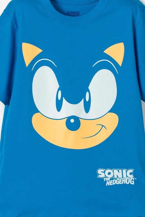 CAMISETA DE SONIC MANGA CORTA AZUL PARA NIÑO