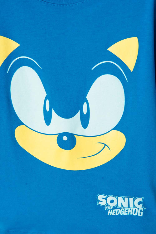 CAMISETA DE SONIC MANGA CORTA AZUL PARA NIÑO