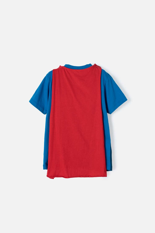 CAMISETA DE SUPERMAN MANGA CORTA CON CAPA REMOVIBLE PARA NIÑO