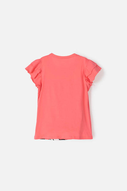 CAMISETA DE MINNIE MOUSE ESTAMPADA SALMÓN PARA NIÑA