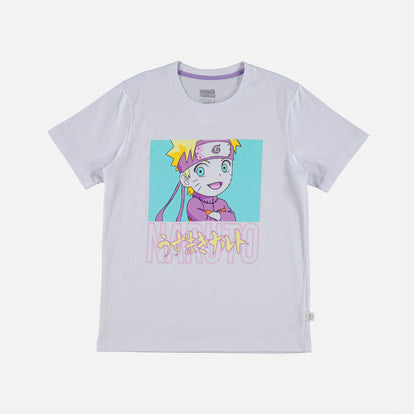 CAMISETA DE NARUTO MANGA CORTA BLANCA PARA TEEN NIÑA