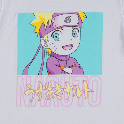 CAMISETA DE NARUTO MANGA CORTA BLANCA PARA TEEN NIÑA