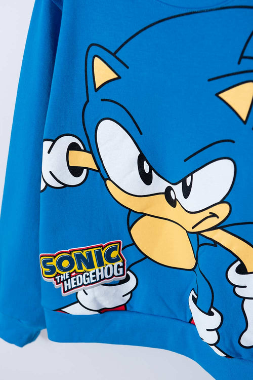 BUZO CERRADO DE SONIC AZUL PARA NIÑO