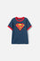 CAMISETA DE SUPERMAN ESTAMPADA AZUL Y ROJA PARA NIÑO