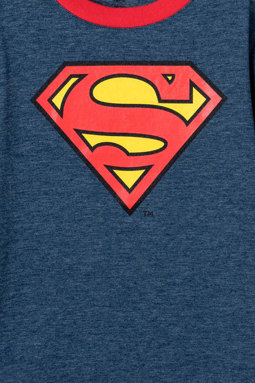 CAMISETA DE SUPERMAN ESTAMPADA AZUL Y ROJA PARA NIÑO