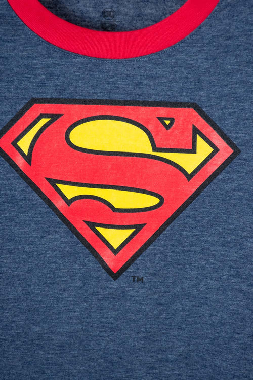 CAMISETA DE SUPERMAN ESTAMPADA AZUL Y ROJA PARA NIÑO