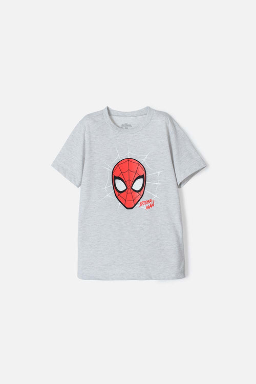 CAMISETA DE SPIDER-MAN MANGA CORTA GRIS PARA NIÑO