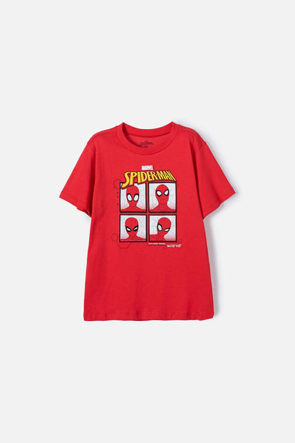 CAMISETA DE SPIDER-MAN  MANGA CORTA ROJA PARA NIÑO