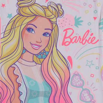 PIJAMA DE BARBIE TIPO BATOLA BLANCA Y ROSADA PARA NIÑA