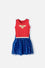 VESTIDO DE WONDER WOMAN CON CAPA DE ESTRELLAS REMOVIBLE PARA NIÑA