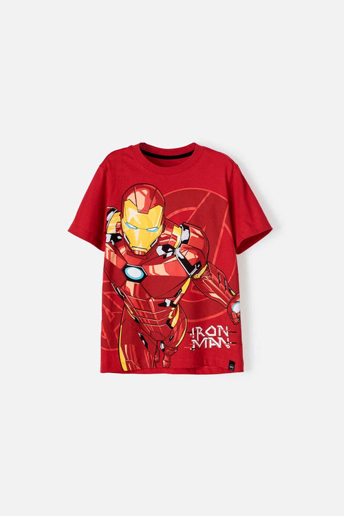 CAMISETA DE IRON MAN ROJA MANGA CORTA PARA NIÑO
