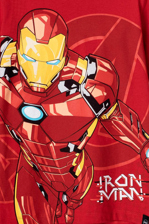 CAMISETA DE IRON MAN ROJA MANGA CORTA PARA NIÑO