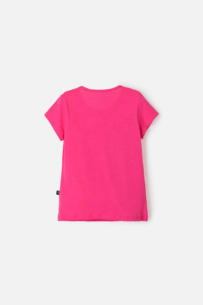 CAMISETA DE MINNIE MOUSE FUCSIA CON DETALLES BRILLANTES PARA NIÑA