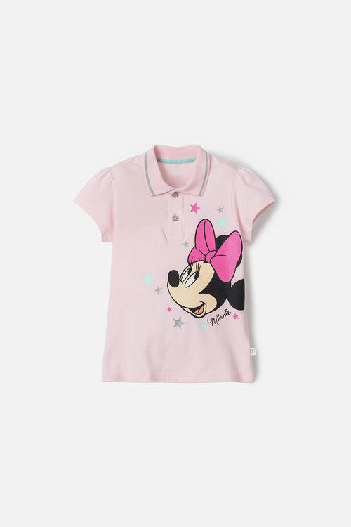 CAMISETA DE MINNIE MOUSE ROSADA TIPO POLO PARA NIÑA
