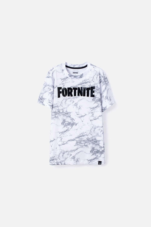BOY'S WHITE AND GREY SHORT-SLEEVED FORTNITE T-SHIRT