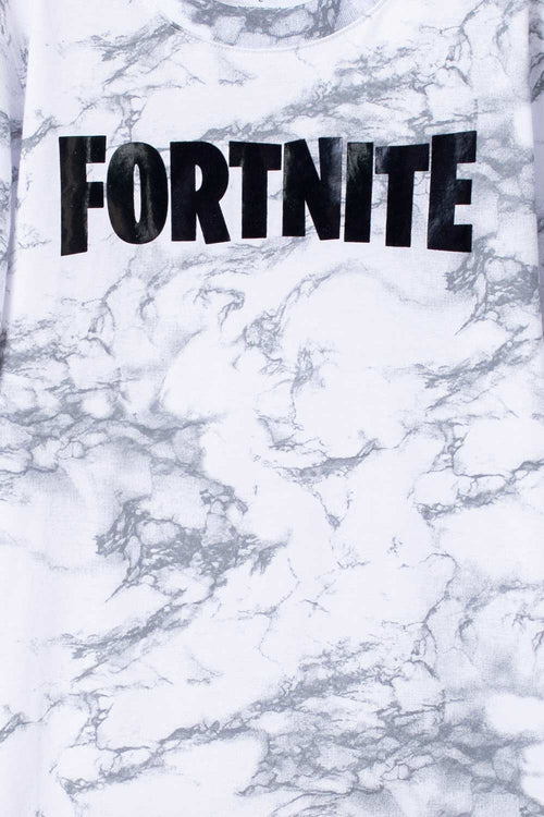 BOY'S WHITE AND GREY SHORT-SLEEVED FORTNITE T-SHIRT