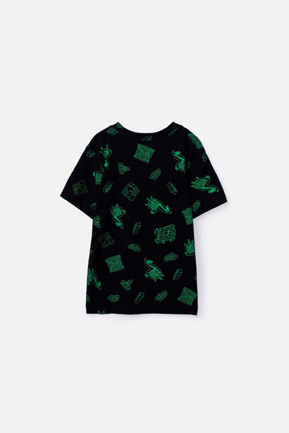 CAMISETA DE FORTNITE MANGA CORTA NEGRO Y VERDE PARA NIÑO