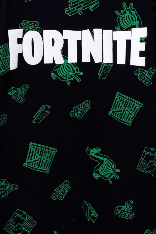 BOY'S BLACK AND GREEN SHORT-SLEEVED FORTNITE T-SHIRT